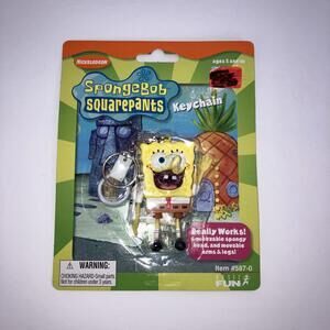 Vintage 2000 SpongeBob SquarePants Squeezable Keychain Nickelodeon NEW on Card